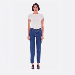 High-Rise Straight Leg Jeans in Dark Blue